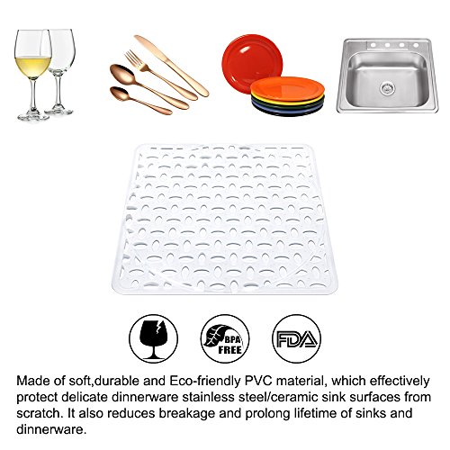 Sink Mat, BliGli Eco-friendly Kitchen Sink Protector, Made of Durable PVC Plastic, Good Protection for Stainless Steel sink, Dinnerware, Square,11.8 x 11.8In, Frosted Clear (2Pack)