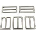 DGOL 10pcs 1-1/2" Slider Webbing Strap Tri Glide Buckles Zinc Alloy Tri-glide Buttons Fasteners