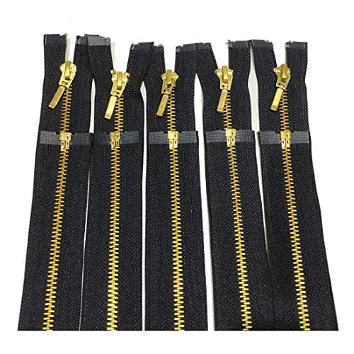 5 Units/Open Metal Zippers, Available in Maya 3# and 5#, Zipper for Sewing, Black, Gold, Measures, for Sewing on Clothes (3# 70cm 5u, 999)