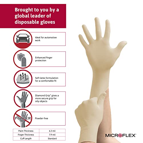 Microflex Diamond Grip MF300 Disposable Latex Gloves for Automotive