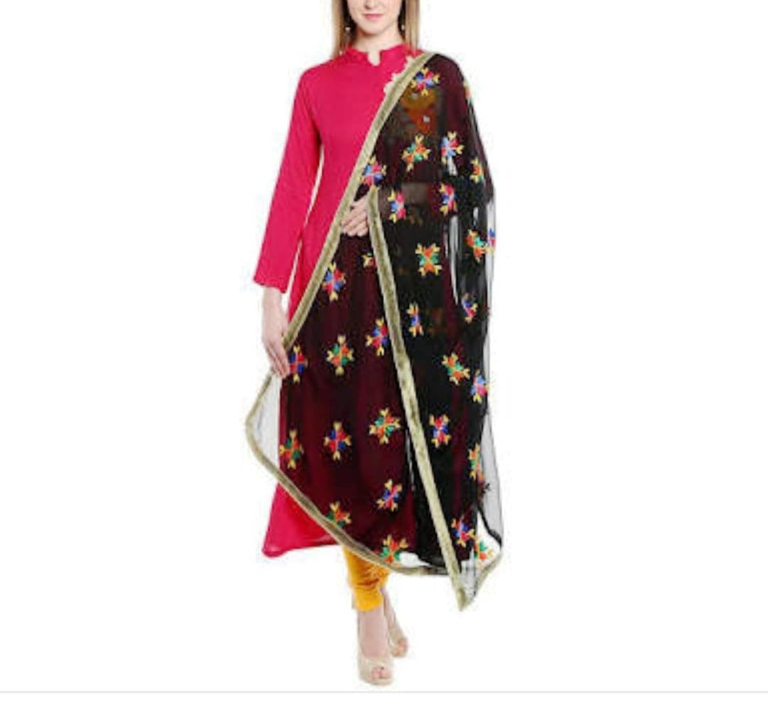 noor enterprises punjabi hand embroidery phulkari faux dupatta stoles by noor