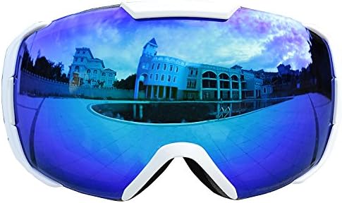 Premium OTG Ski Snowboard Goggles with REVO Lens Anti-Fog/Scratch for Men&amp;Women, UV 400 Protection Helmet Over Glasses Compatible Wide Spherical Dual-PC Lens Adult Snow Goggle