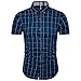 Muse Fath Short Sleeve Shirt-100% Cotton Plaid Shirt-Easycare Short Sleeve Shirt-Royal Blue-M