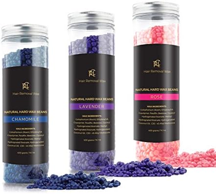 (14oz) Hair Removal Wax Beans, Hard Body Wax Beans, Hair Removal Brazilian Pearl Depilatory Wax European Beads for Women and Men - 400g (Chamomile, Rose, Lavender)