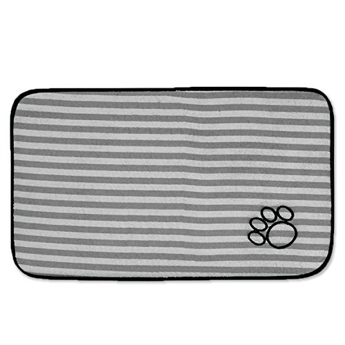 Bone Dry CAMZ36743 Microfiber Stripe Pet Mat, Large, Striped Gray
