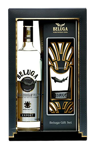Beluga Export Noble Russian Vodka mit Geschenkverpackung mit 1 Rocking Glas (1 x 1 l)
