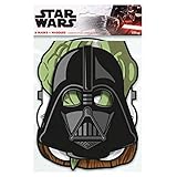 Star Wars Birthday Party Masks ft. Yoda, Chewbacca, Darth Vader and Storm Trooper, 8 ct