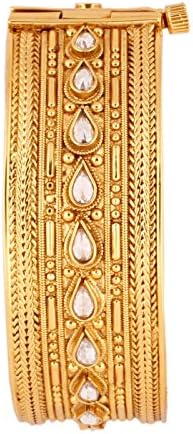 Grace Jewels traditional golden polki teardrop kara/bracelet