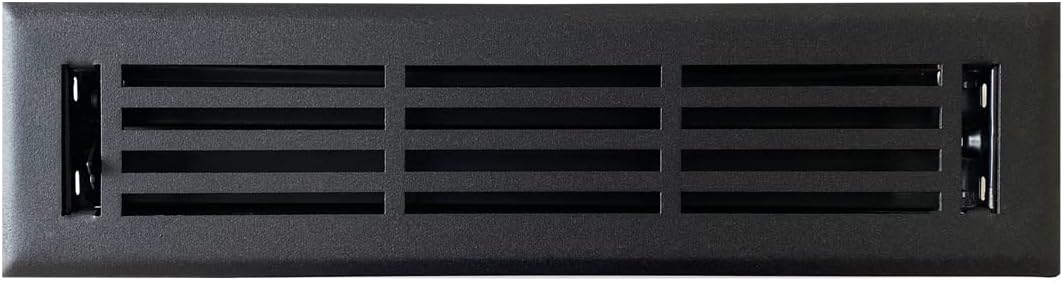 Registers, Grilles & Vents - Empire Register Co, Vent Cover - 2x12 inch, Linear Design, Textured Black Finish, Heavy Duty Floor Vent Covers, Metal Damper Attached. Vent Covers for Home Floor only.