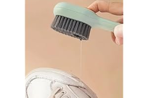 1pc Shoe Brush with Liquid Holder, Multifunctional Shoe Brush, Household Shoe Washing Brush, Press Type Cleaning Brush Long H