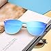 JIM HALO Trendy Rimless Mirrored Sunglasses Reflective Sun Glasses for Women Men (Matte Transparent/Mirror Gradient Blue)