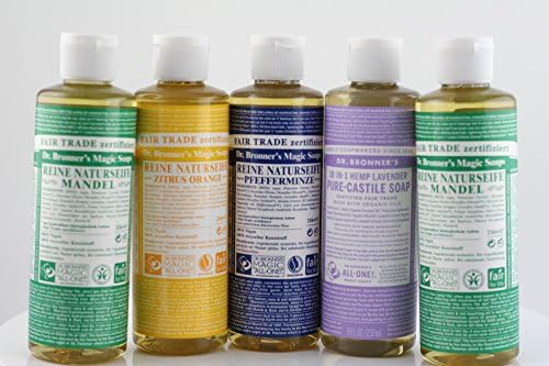 Dr. Bronner's Liquid Castile Soap, 8oz - Variety Pack Bundle (5 Pack (C))