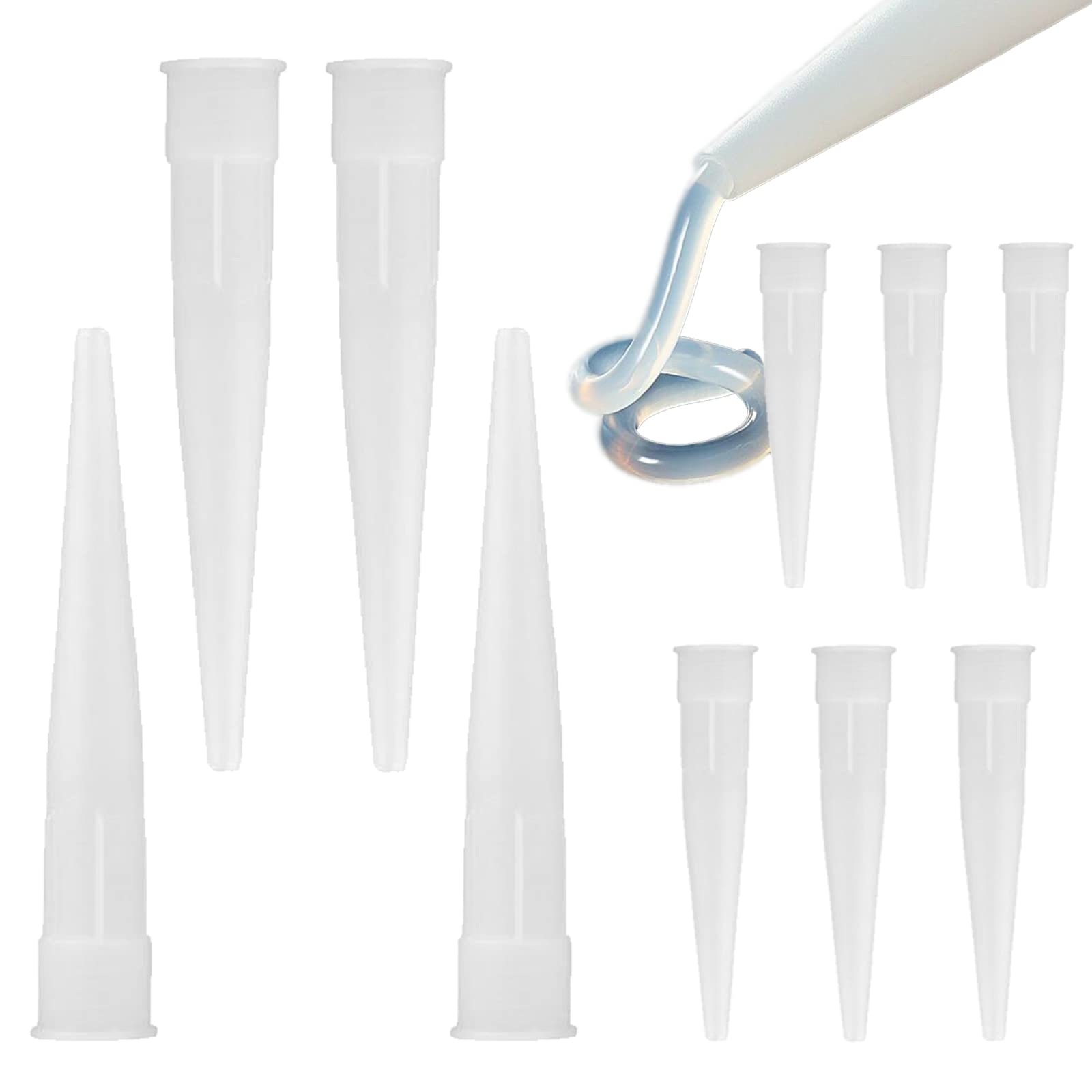 XHBTS 20 Silicone Nozzles Applicator Plastic Caulking Gun Extender Caulk Nozzle Tip Tool for Sausage Caulking Gun, Caulk Nozzles Applicator White