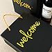 Crisky Welcome Black Gold Gift Bags for Wedding Hotel Guests, Birthday, Baby Shower, Party Favors, Set of 25