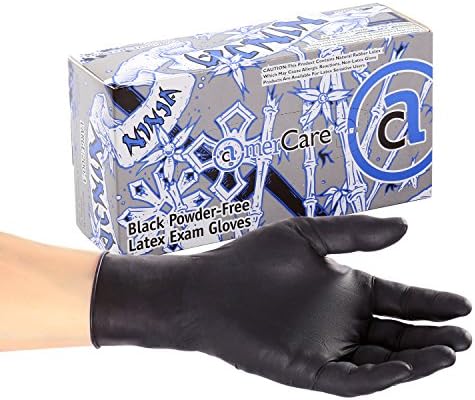 AmerCare Ninja Powder Free Exam Gloves, Latex, Large, Case of 1000