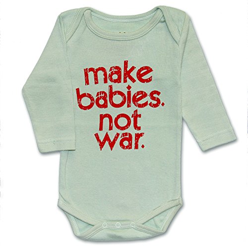 Punkster Baby Girl's MAKE BABIES. NOT WAR. LS Punksie 18-24M Sea Foam