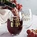 Amallino - Custom Red Wine Glass - Wine a Little, Laugh a Lot - Gold, 20- Ounce, Stemless Glasses, Fun and Personalized Gift Box, Set of 2
