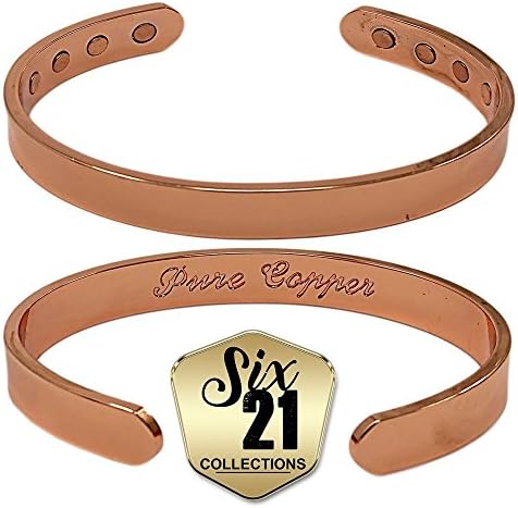 Polished Magnetic Copper Bracelet for Arthritis Relief - Pure Copper, 8 Magnets, Adjustable Bangle - For Men and Women (10mm)