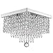 Moooni Hallway Crystal Chandelier Modern Square Raindrop Flush Mount Ceiling Light Fixture for Closet Foyer W12