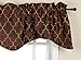 Stylemaster Hudson Embroidered Lined Scalloped Valance with Cording, Espresso, 52 by 17-Inch
