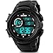 Men's Digital Sports Watch, Aposon Boys Military Electronic Waterproof Watches Outdoor Cool Army Casual Wrist Watch Athletic Running Alarm Stopwatch with Silicone Rubber Band - Black