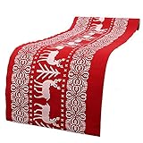 Newdanceus 12x108 Christmas Table Runner Burlap Christmas Holiday Table Runners Linens Thanksgiving Xmas Decorations Party Home Decor (1 pc, F)