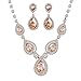 Miraculous Garden Crystal Rhinestone Necklace Jewelry Sets for Womens Girls - Teardrop Drop Dangle Earrings Set for Mother's Day Prom Wedding Gift