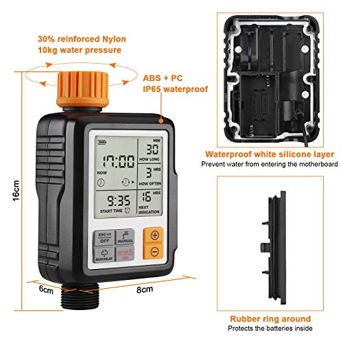 Johgee Automatic Watering Timer Drip Watering Timer, Waterproof and Used Outdoor, Multiple Modes, 3" LCD Screen, Irrigation for Garden Farm Lawn Flower