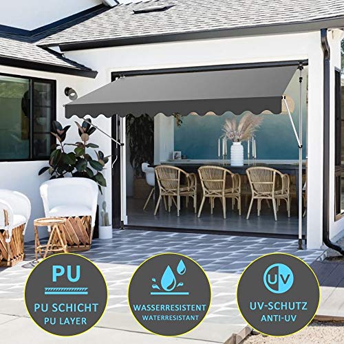 Melko Klemmmarkise 250 cm breit Creme Balkomarkise ohne Bohren Sonnenschutz Terrassenüberdachung – Bild 7