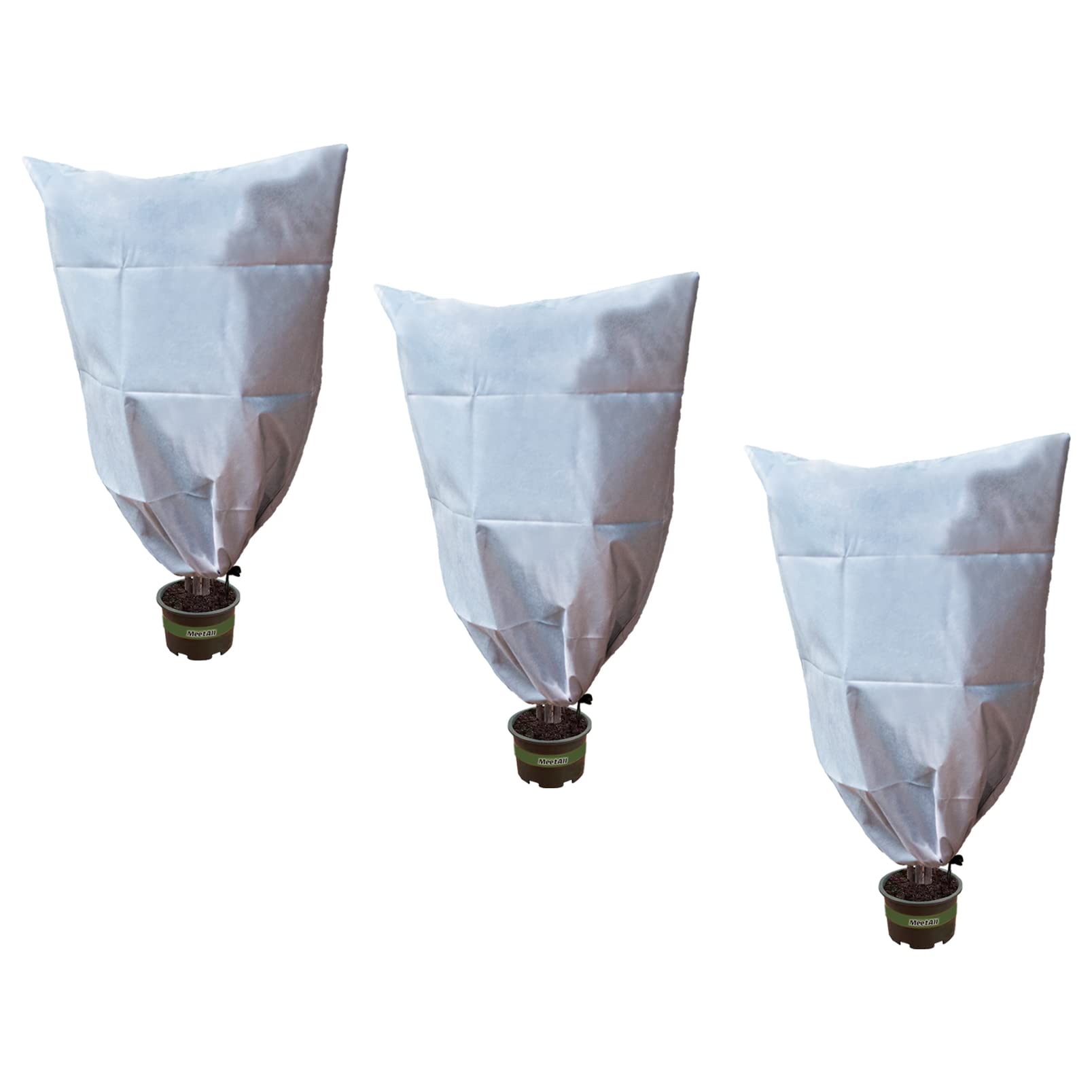 meetall Winter Plant Covers Freeze Protection,Frost Blankets for Outdoor Plants,Reusable Shrub Jackets with Drawstring（3 Pack Medium Size 31.5x47INCH）