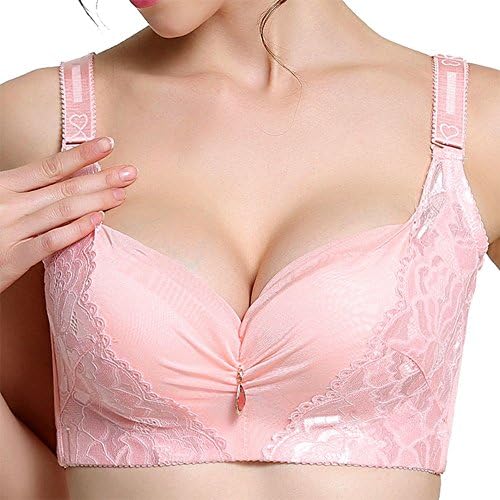 Wynteen Women Comfort Support Lace Push Up Bra Underwire 3/4 Cup (36-46 C/D ) Pink 36C/D