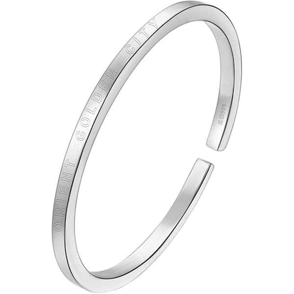 81stgeneration Pulsera De Plata Pura 999 Karen Hill Tribe Martillada Plana Apilable Para Mujer, Plata Esterlina Plata