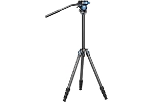 SIRUI ST-124+VA-5 Carbon Fiber Tripod with Fluid Video Head, Triangular Centre Column, Waterproof,4 Sections, 62.2inch, Load 6.61lbs