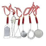 Mini Kitchen Tools Christmas Tree Ornaments, Red, 5-1/2-Inch, 6-Piece