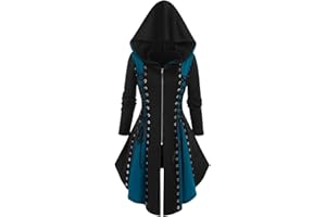 ROSE GAL Rosegal Womens Plus Size Hooded Lace-up Grommets Color Block Gothic Zip Front Asymmetrical Hem Long Sleeve Top
