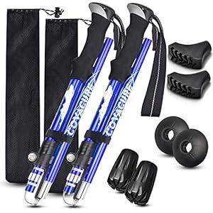 COVACURE Wandelstokken Nordic Walking stokken – 110-130 cm opvouwbaar, verstelbaar, telescoop, licht, met rubberen…