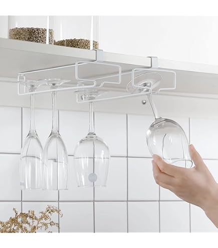 Porte-verres à Vin Sous Placard Dianoo - Acier Inoxydable 304 - 2 Rangées - 30cm