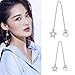 A&C Fashion Korean Version Chic Rhinestone Star and Bead Ear Line for Women. Unique Handmade Earrings Jewelry for Girl. (Silver Color)
