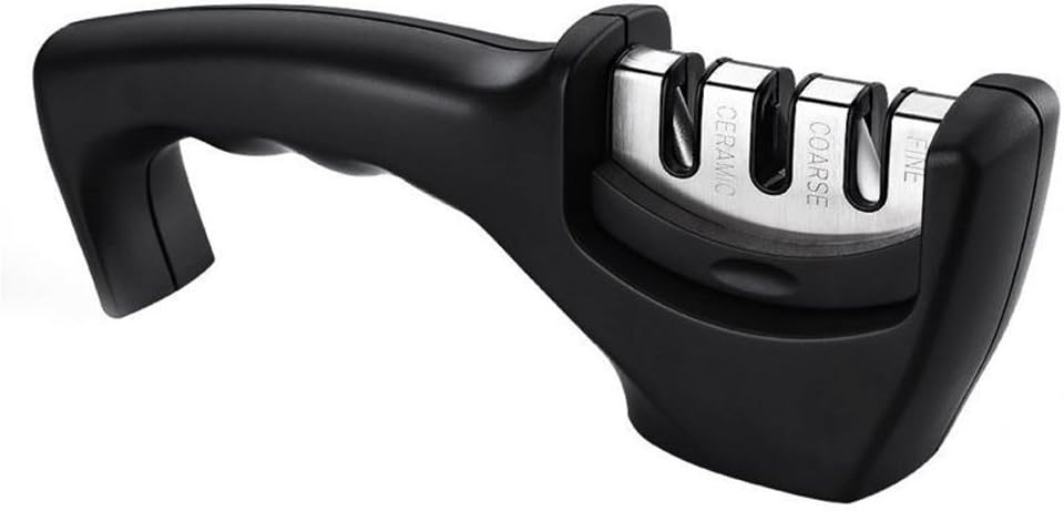INVESCH Knife Sharpener, 3-Stage Professional Knife Sharpening System - Ceramic, Coarse and Fine with Rubberized Base (3 Stage)