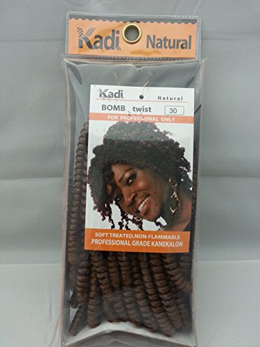 Kadi Natural Braiding Style, Hair Extension, Professional Grade Kanekalon (Bomb Twist, 30 - Light Auburn)