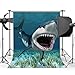 Gladbuy Vinyl 3X5FT Cartoon Shark Backdrop Underwater World Green Grass Aquarium Ocean Sailing Photography Background for Baby Shower Girls Boys Happy Birthday Party Décor Photo Studio Props KX132
