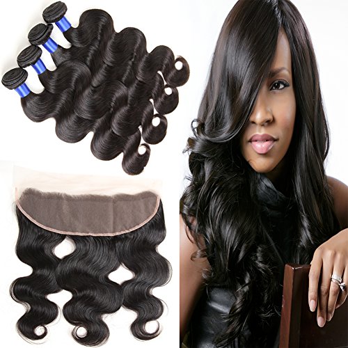 Gluna Hair 4Pcs Brazilian Virgin Hair Body Wave With Lace Frontal Closure 13x4 Ear To Ear Closure With Body Wave Hair 18 20 22 24+16