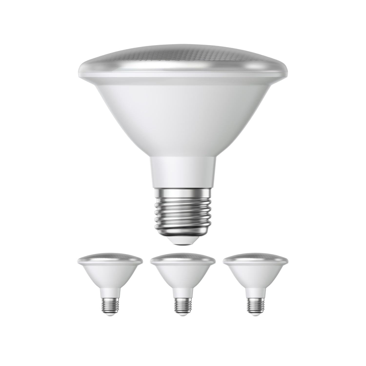 ledscom.de 4 Pieces E27 LED Bulb, PAR30 Short Neck, White (4200 K), 13 W, 1025lm, 43°, Reflector Mirror (Silver) — image 1