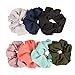 Ondder 15 Pack Women's Large Chiffon Flower Hair Scrunchies Hair Bow Chiffon Ponytail Holder, Including 8 Colors Chiffon Flower Hair Scrunchies and 7 Solid Colors Chiffon (15 Pack Chiffon Scrunchies)