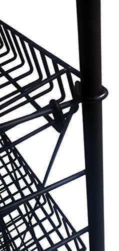 FixtureDisplays 24.8" x 58" x 16.5" Bakery Display Rack w/Wheels, 5 Adjustable Shelves & 2 Sign Holders - Black 19409!