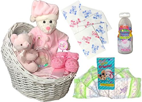 Gift Basket for a Baby Girl - Pink Teddy Bear Bedtime 15 Piece Gift Set