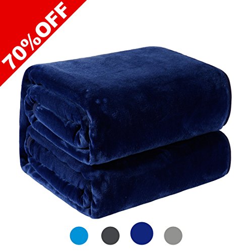 WarmHarbor330 GSM Fleece Blanket Super Soft Warm Fuzzy Lightweight Couch For Bed/Sofa Blanket ((50x61 Inch), Dark blue)