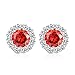 Bamoer Cubic Zirconia Platinum Plated Flower Design Round Stud Earrings