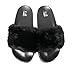 Kali Footwear Women's Flip Flop Faux Fur Soft Slide Flat Slipper Limit (Black, 10)
