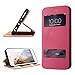 iPhone 6 Plus Case Cover, Labato Leather Stand Case Magnetic with Fold Stand and Window Open Case and 100% Handmade Folio Case Flip Case for Apple iPhone 6 Plus 5.5'', Rose Red Color Lbt-I6L-07L33
